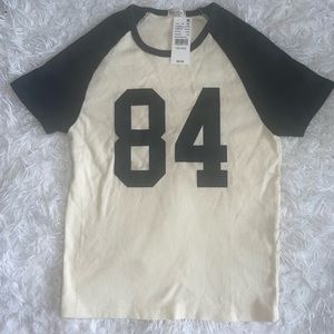 Brandy Melville Black and Cream Raglan Tee
